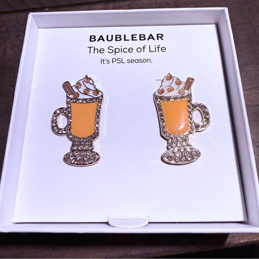 Baublebar Pumpkin Spice Latte Spice of Life Earrings NEW